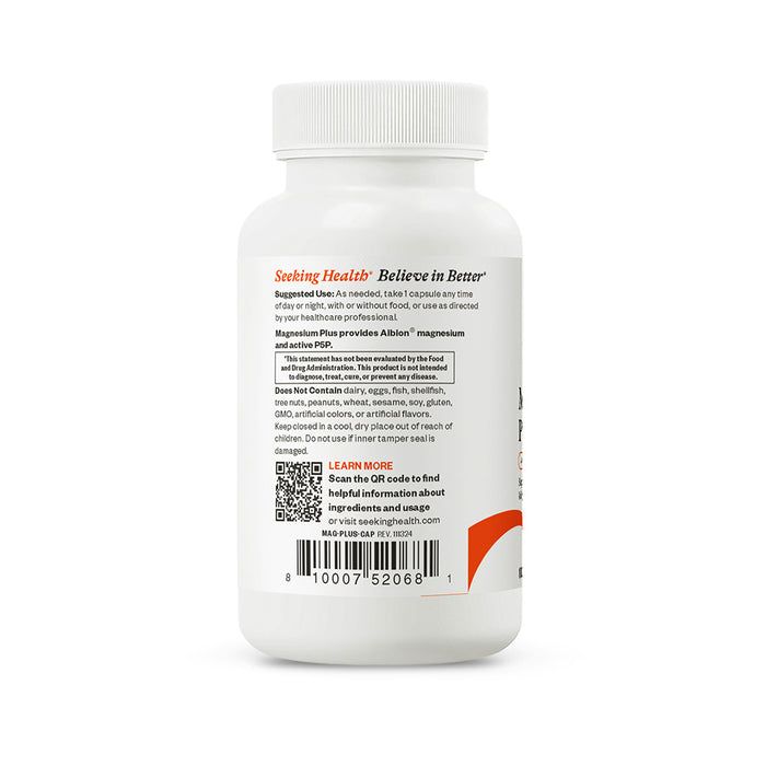 Magnesium Plus back of bottle suggested use 