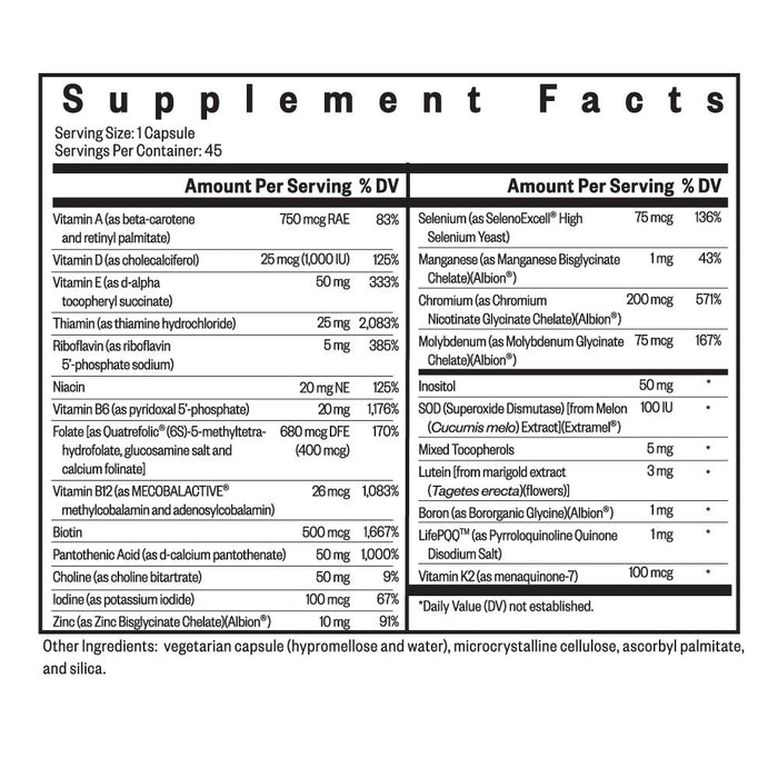 Multivitamin One Supplement Facts
