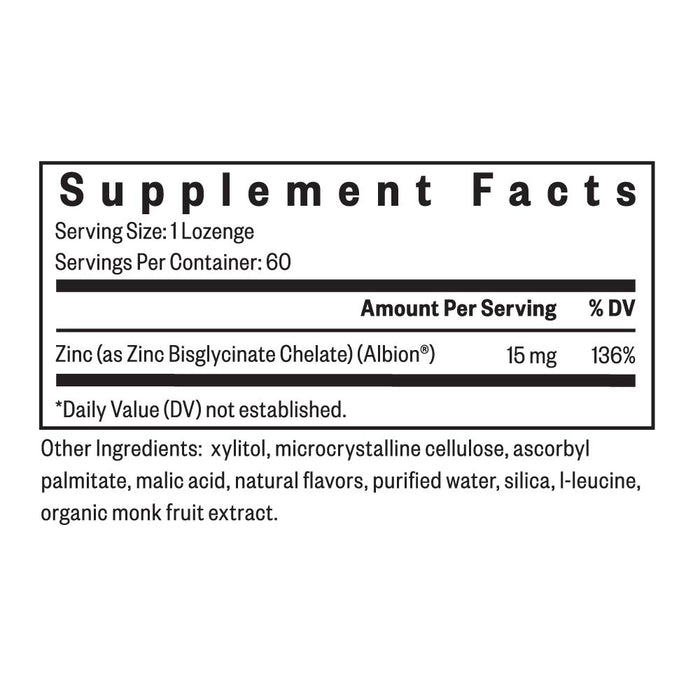 Zinc Lozenge | Dietary Supplement | Seeking Health | Supplement Panel